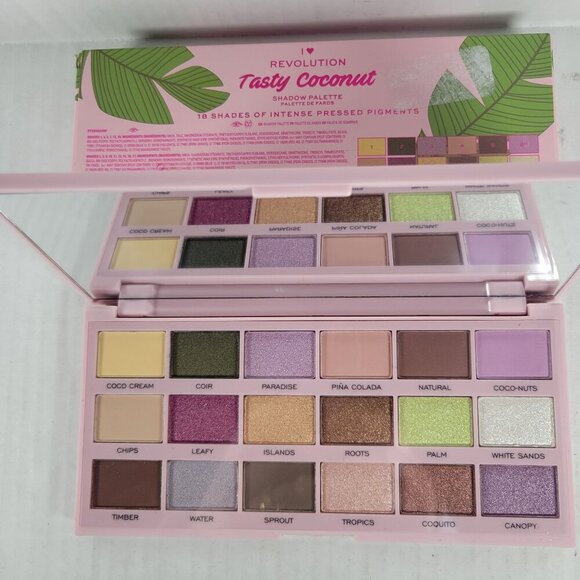 I Heart Revolution Tasty Coconut Makeup Vegan 18 Color Eyeshadow Palette - Picture 2 of 4